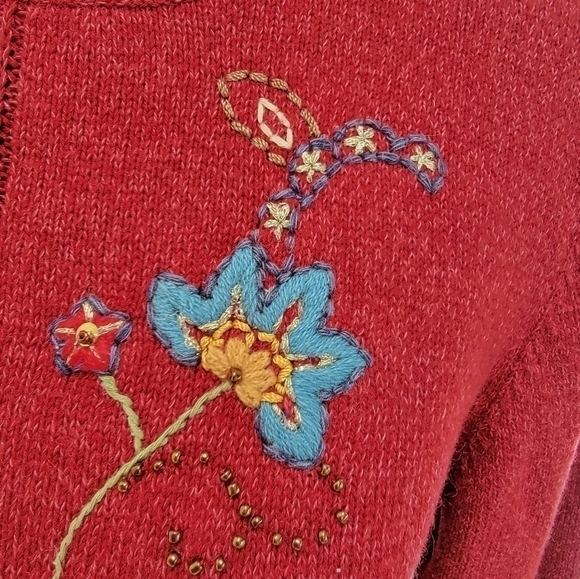 Alfred Dunner Embroidered/Beaded Turtleneck Sweater with Tassle Trim Size LP EUC - Picture 4 of 11